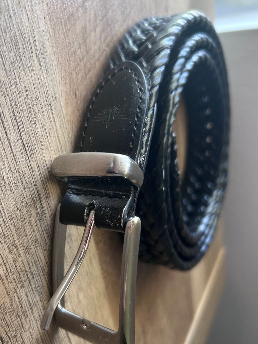 Dockers Black Braided Synthetic Leather Belt with Silver-Tone Buckle Men’s 38-40
